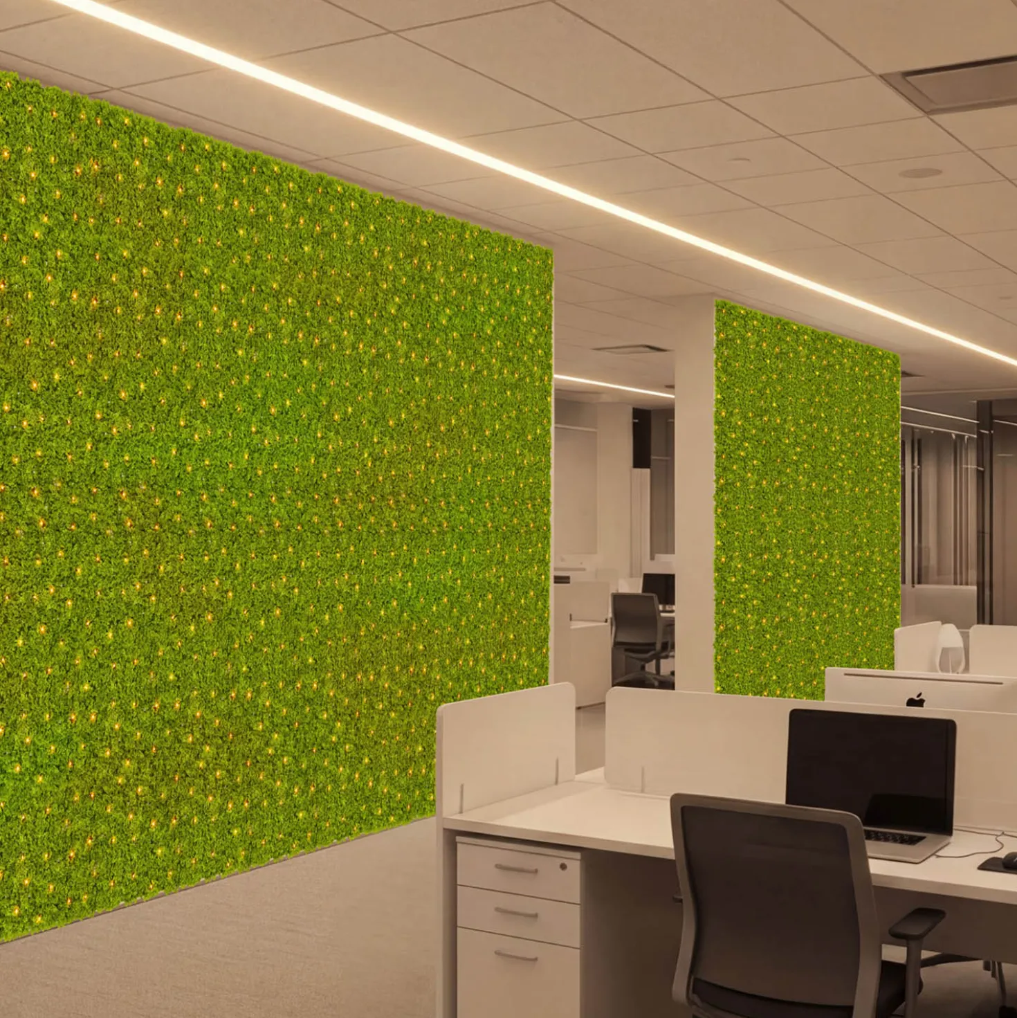 Pannello di Lichene artificiale verde acido Green Wall Light, 16 maxiled Dual Color bianco caldo
