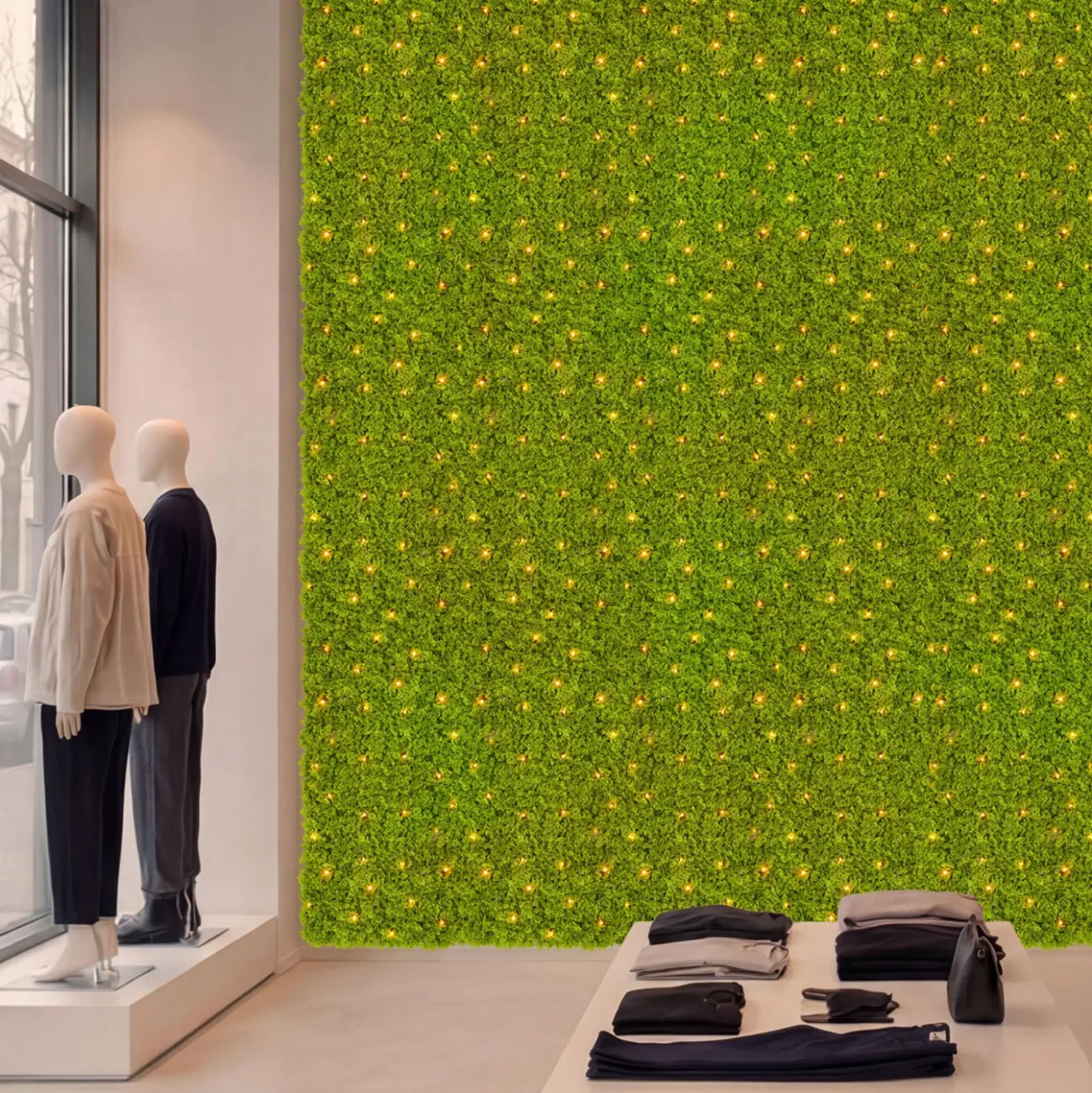 Pannello di Lichene artificiale verde acido Green Wall Light, 16 maxiled Dual Color bianco caldo
