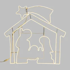 Presepe effetto neon h 115 cm, led bianco caldo