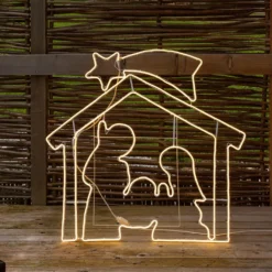 Presepe effetto neon h 115 cm, led bianco caldo