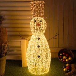 Pupazzo di Neve 3D, h 100 cm, microled alta densità bianco caldo e freddo, uso interno