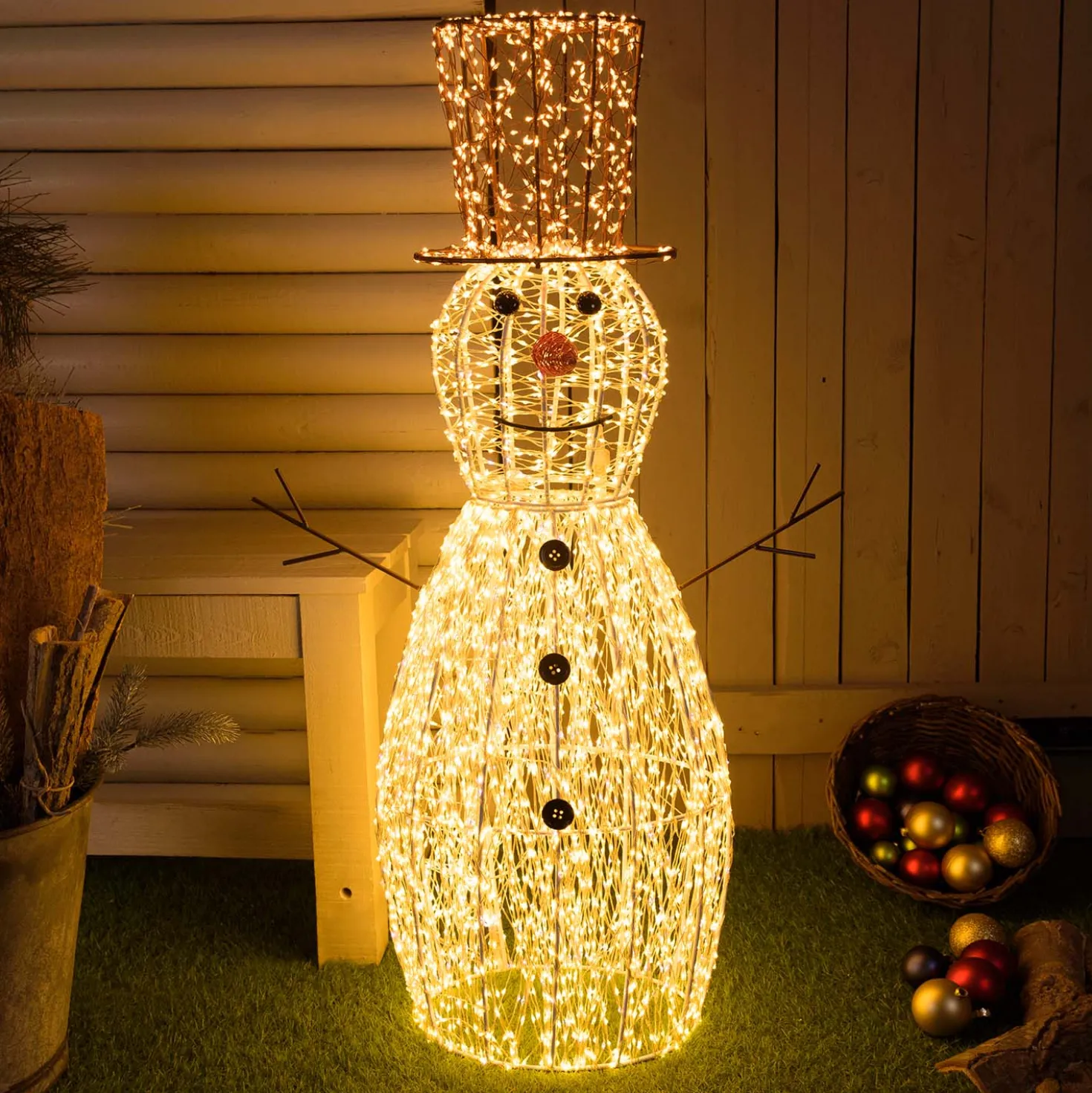 Pupazzo di Neve 3D, h 100 cm, microled alta densità bianco caldo e freddo, uso interno