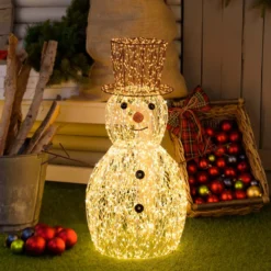 Pupazzo di Neve 3D, h 70 cm, microled alta densità bianco caldo e freddo, uso interno