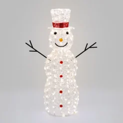 Pupazzo di Neve 3D in acrilico trasparente, h 105 cm, 220 Dual LED bianco caldo e freddo