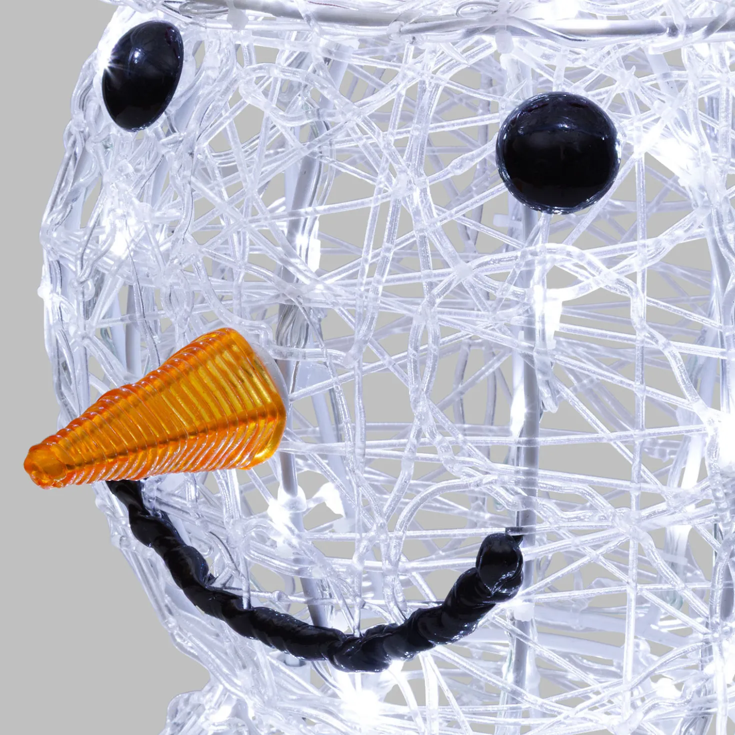 Pupazzo di Neve 3D in acrilico trasparente, h 105 cm, 220 Dual LED bianco caldo e freddo