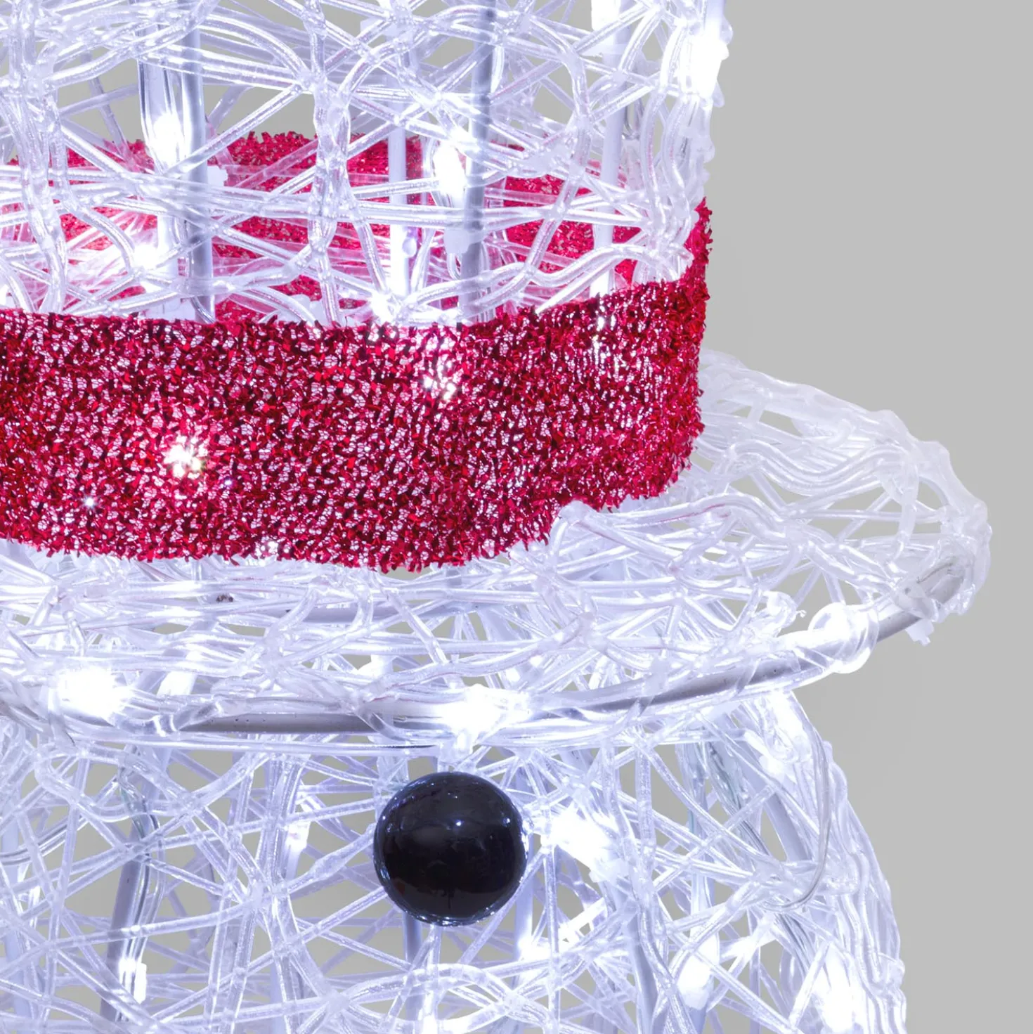 Pupazzo di Neve 3D in acrilico trasparente, h 105 cm, 220 Dual LED bianco caldo e freddo
