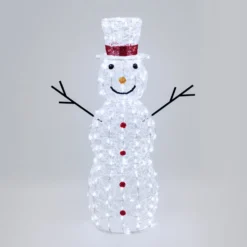 Pupazzo di Neve 3D in acrilico trasparente, h 105 cm, 220 Dual LED bianco caldo e freddo