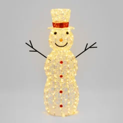 Pupazzo di Neve 3D in acrilico trasparente, h 105 cm, 220 Dual LED bianco caldo e freddo