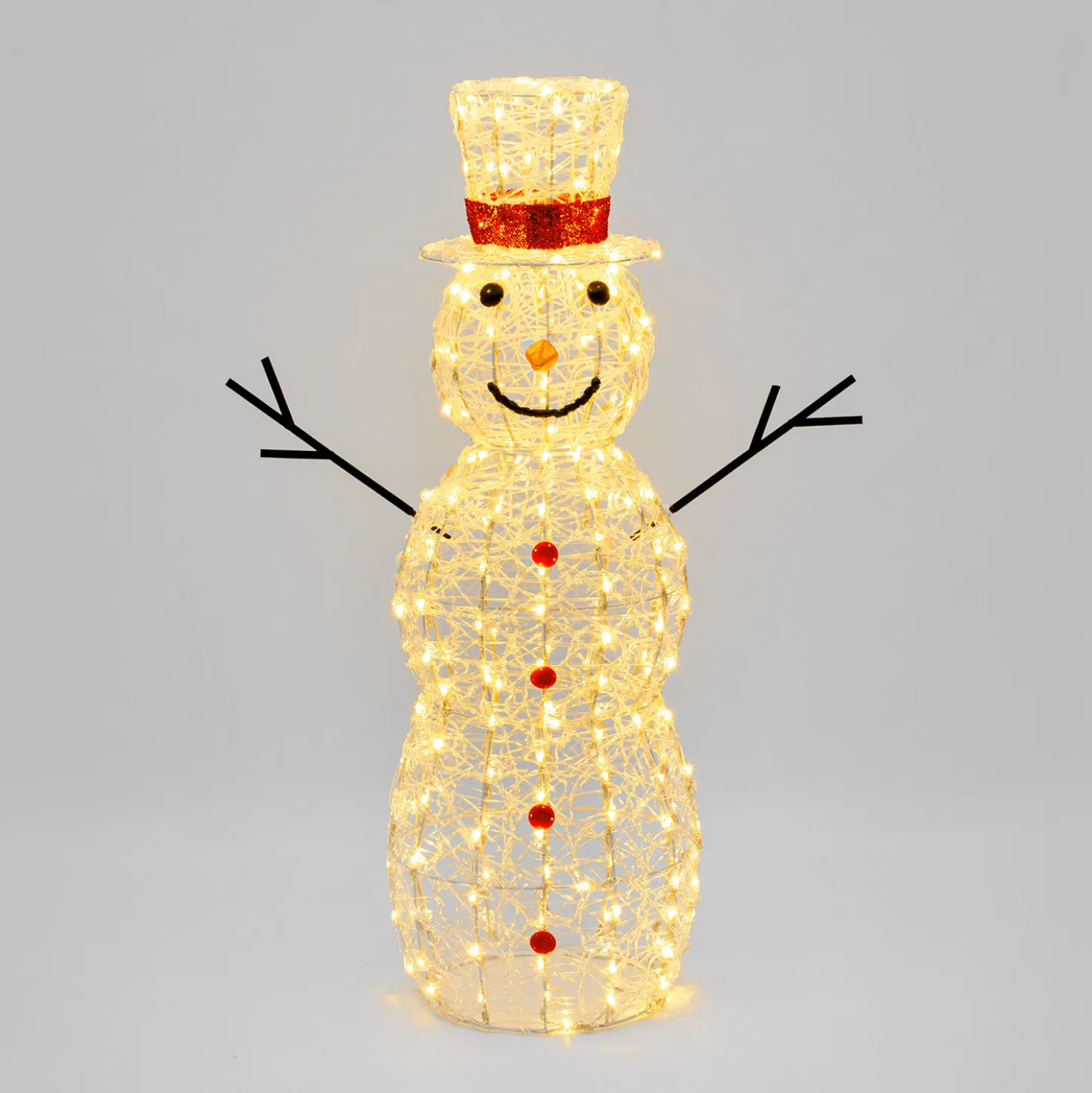 Pupazzo di Neve 3D in acrilico trasparente, h 105 cm, 220 Dual LED bianco caldo e freddo