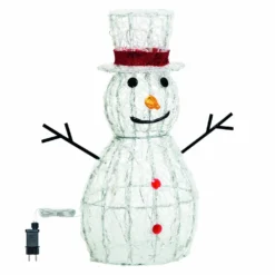 Pupazzo di Neve 3D in acrilico trasparente, h 70 cm, 160 Dual LED bianco caldo e freddo