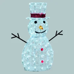 Pupazzo di Neve 3D in acrilico trasparente, h 70 cm, 160 Dual LED bianco caldo e freddo