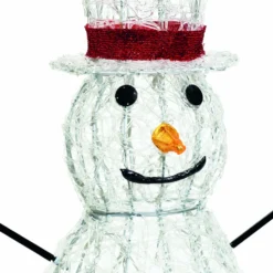 Pupazzo di Neve 3D in acrilico trasparente, h 70 cm, 160 Dual LED bianco caldo e freddo