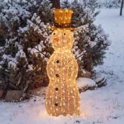 Pupazzo di Neve 3D Light Cream & Brown, h 105 cm, 220 Dual LED bianco extra caldo e bianco freddo
