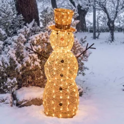 Pupazzo di Neve 3D Light Cream & Brown, h 105 cm, 220 Dual LED bianco extra caldo e bianco freddo