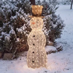 Pupazzo di Neve 3D Light Cream & Brown, h 105 cm, 220 Dual LED bianco extra caldo e bianco freddo