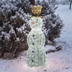 Pupazzo di Neve 3D Light Cream & Brown, h 105 cm, 220 Dual LED bianco extra caldo e bianco freddo