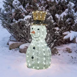 Pupazzo di Neve 3D Light Cream & Brown, h 70 cm, 160 Dual LED bianco extra caldo e bianco freddo