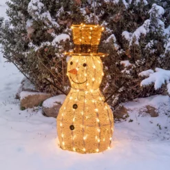 Pupazzo di Neve 3D Light Cream & Brown, h 70 cm, 160 Dual LED bianco extra caldo e bianco freddo