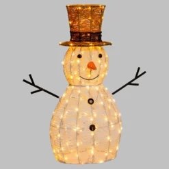 Pupazzo di Neve 3D Light Cream & Brown, h 70 cm, 160 Dual LED bianco extra caldo e bianco freddo