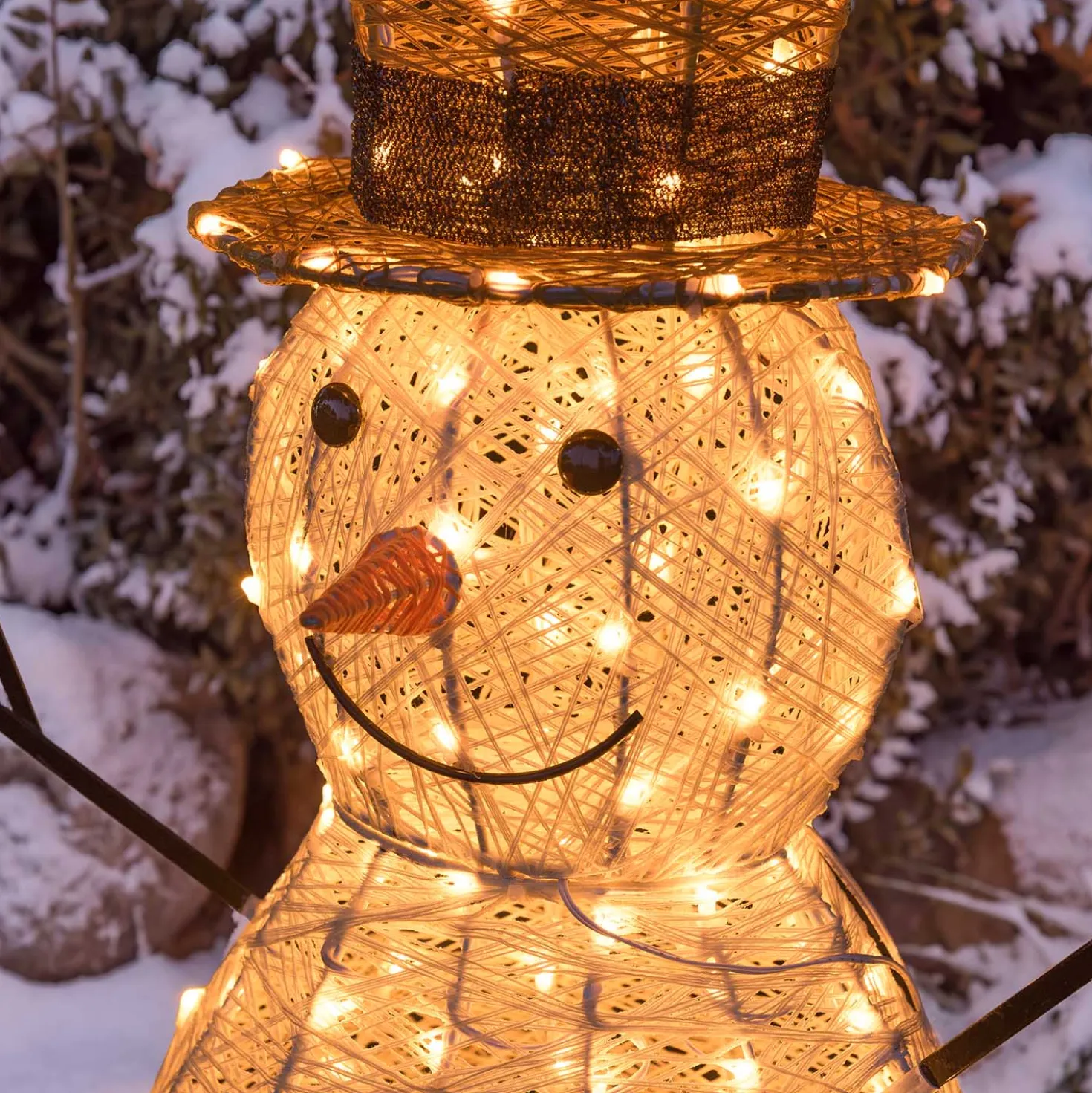 Pupazzo di Neve 3D Light Cream & Brown, h 70 cm, 160 Dual LED bianco extra caldo e bianco freddo
