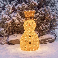Pupazzo di Neve 3D Light Cream & Brown, h 70 cm, 160 Dual LED bianco extra caldo e bianco freddo