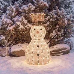 Pupazzo di Neve 3D Light Cream & Brown, h 70 cm, 160 Dual LED bianco extra caldo e bianco freddo
