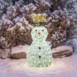 Pupazzo di Neve 3D Light Cream & Brown, h 70 cm, 160 Dual LED bianco extra caldo e bianco freddo