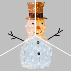 Pupazzo di Neve 3D Light Cream & Brown, h 70 cm, 160 Dual LED bianco extra caldo e bianco freddo
