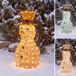 Pupazzo di Neve 3D Light Cream & Brown, h 70 cm, 160 Dual LED bianco extra caldo e bianco freddo