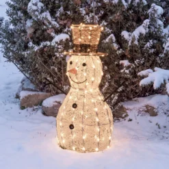 Pupazzo di Neve 3D Light Cream & Brown, h 70 cm, 160 Dual LED bianco extra caldo e bianco freddo