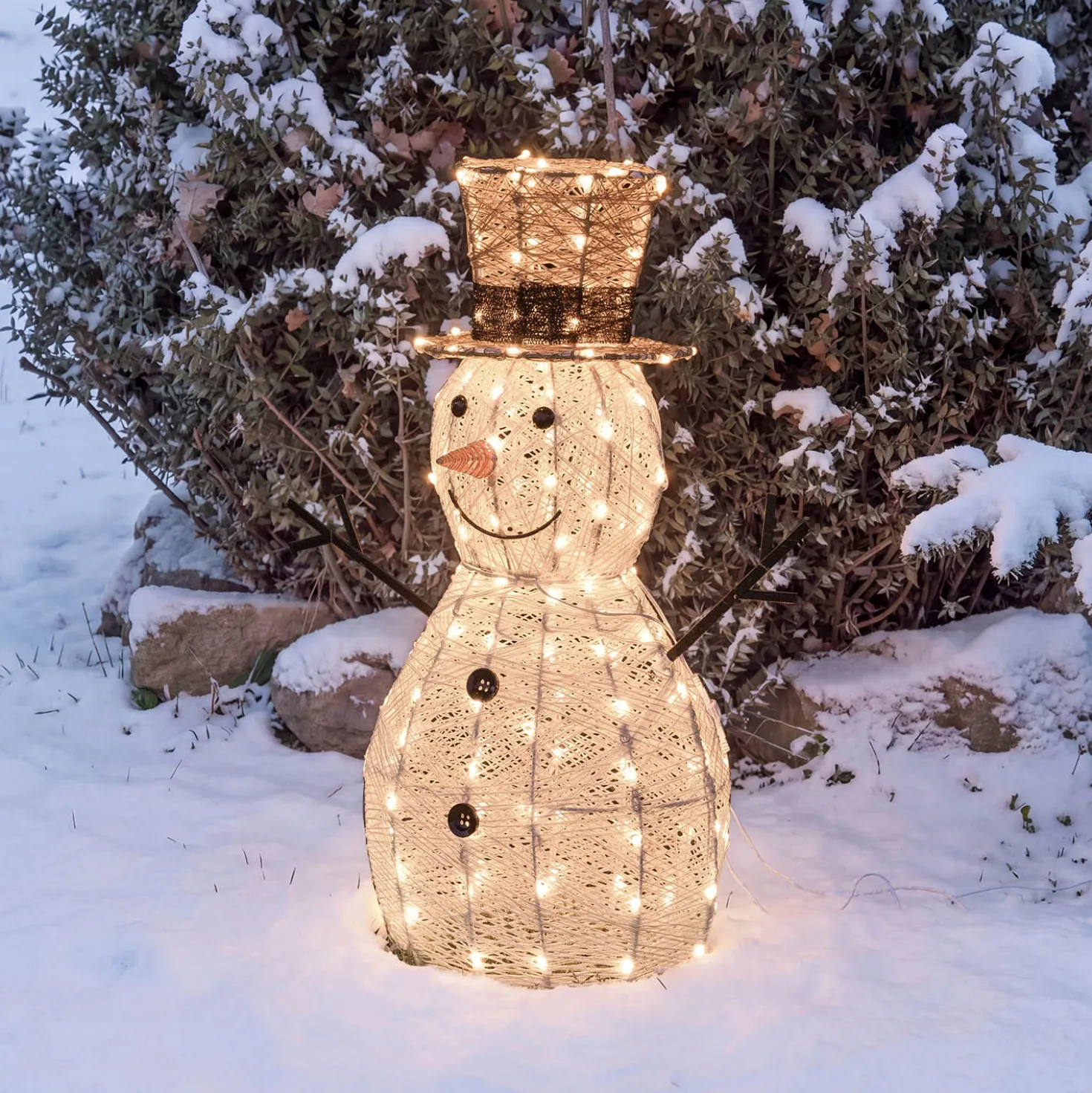 Pupazzo di Neve 3D Light Cream & Brown, h 70 cm, 160 Dual LED bianco extra caldo e bianco freddo
