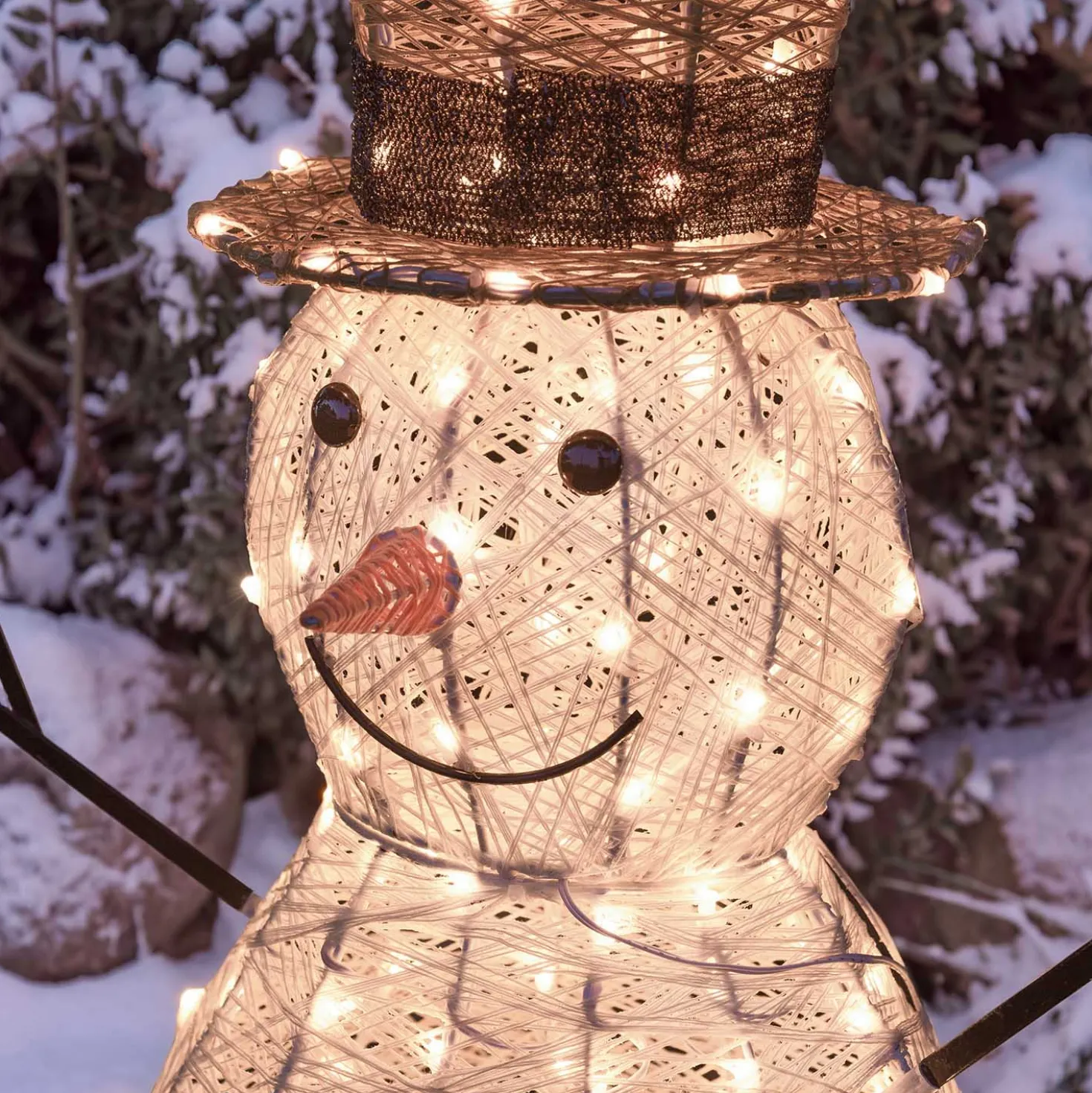Pupazzo di Neve 3D Light Cream & Brown, h 70 cm, 160 Dual LED bianco extra caldo e bianco freddo