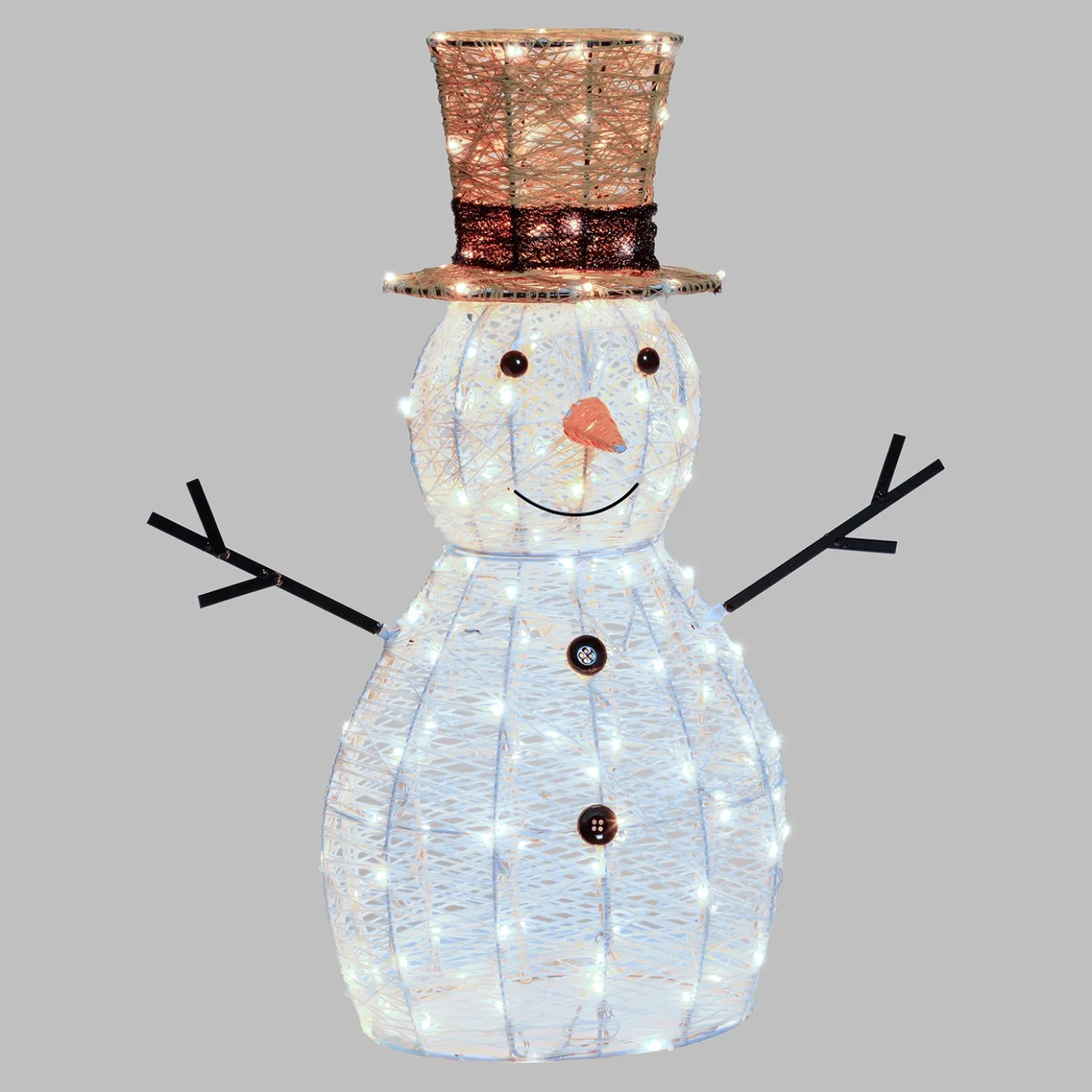 Pupazzo di Neve 3D Light Cream & Brown, h 70 cm, 160 Dual LED bianco extra caldo e bianco freddo
