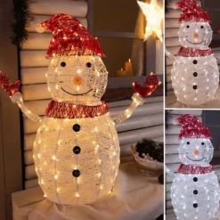 Pupazzo di Neve 3D White & Color, h 100 cm, Dual Color LED bianco caldo e freddo