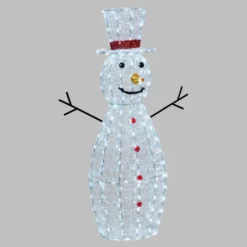 Pupazzo di neve in acrilico, h. 120 cm, led bianco freddo