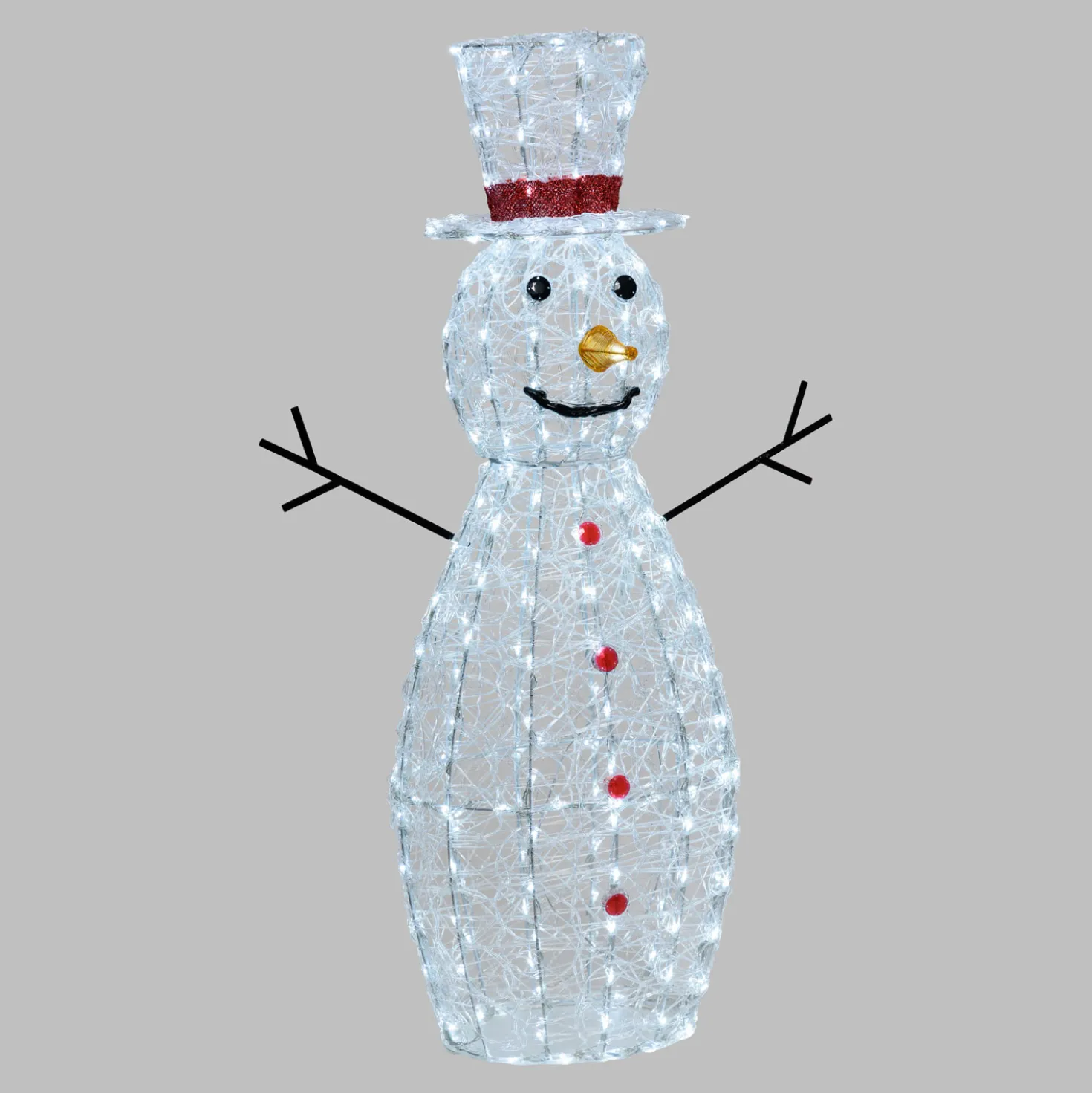 Pupazzo di neve in acrilico, h. 120 cm, led bianco freddo