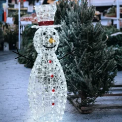 Pupazzo di neve in acrilico, h. 120 cm, led bianco freddo