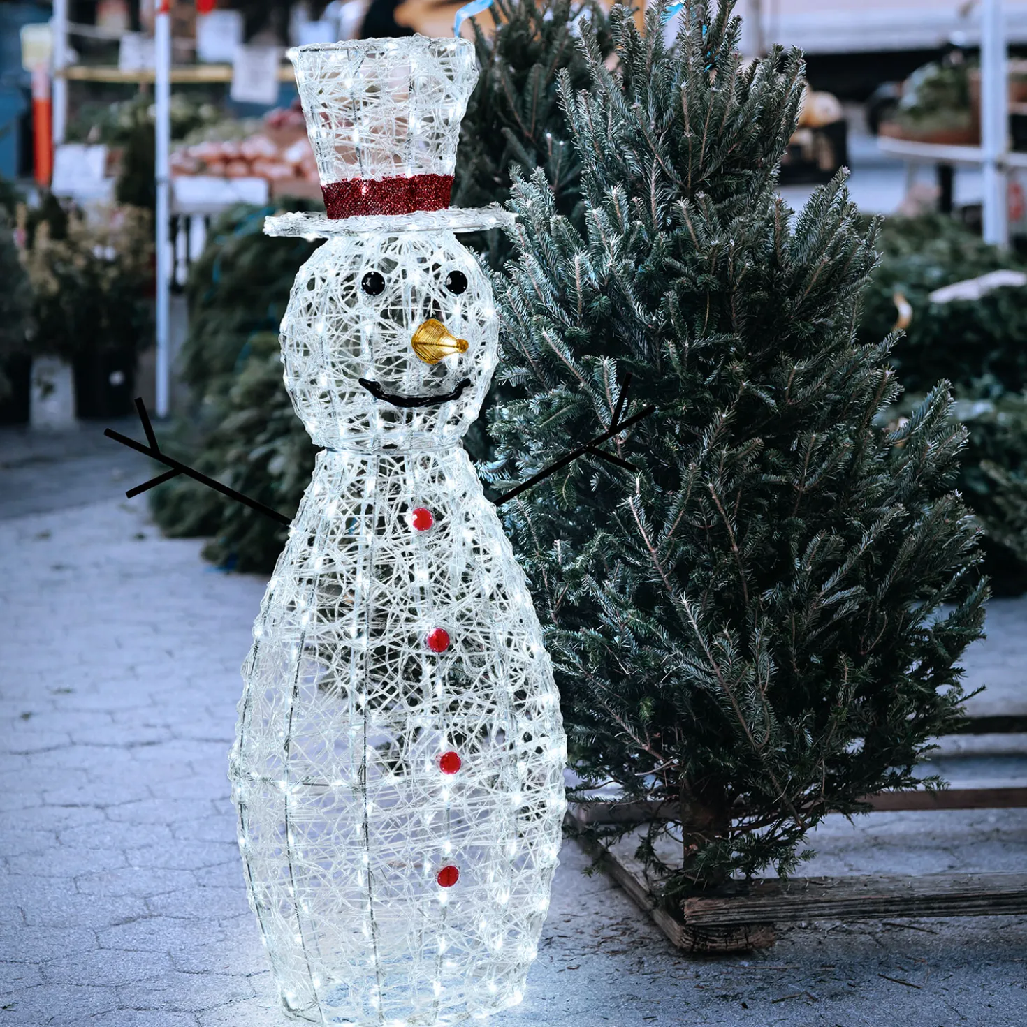 Pupazzo di neve in acrilico, h. 120 cm, led bianco freddo