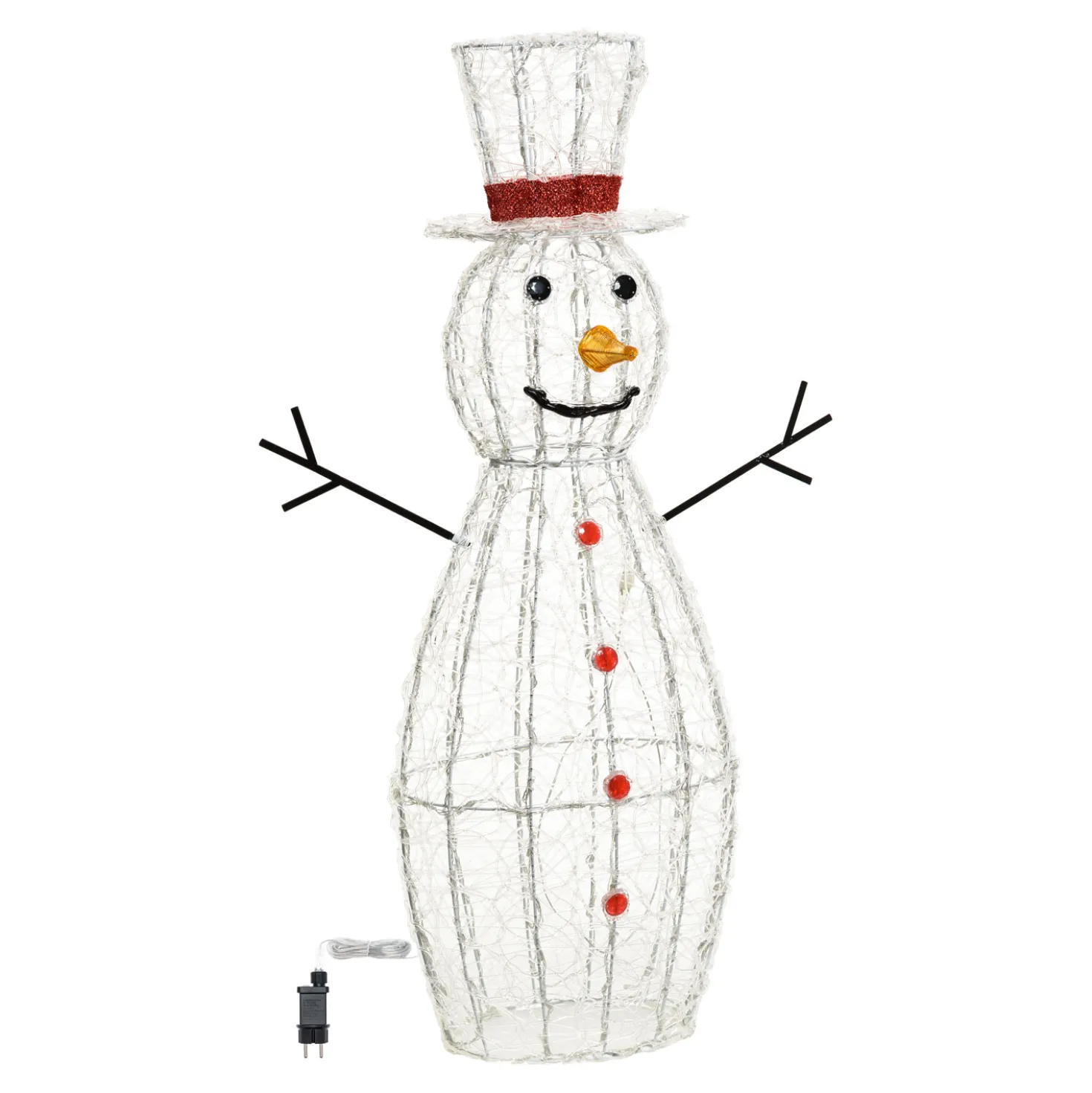 Pupazzo di neve in acrilico, h. 120 cm, led bianco freddo