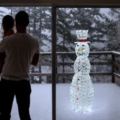Pupazzo di neve in acrilico, h. 150 cm, led bianco freddo
