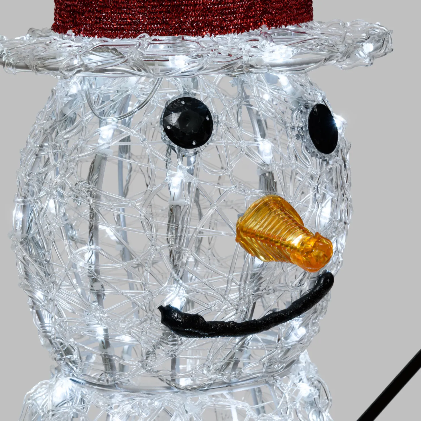 Pupazzo di neve in acrilico, h. 150 cm, led bianco freddo