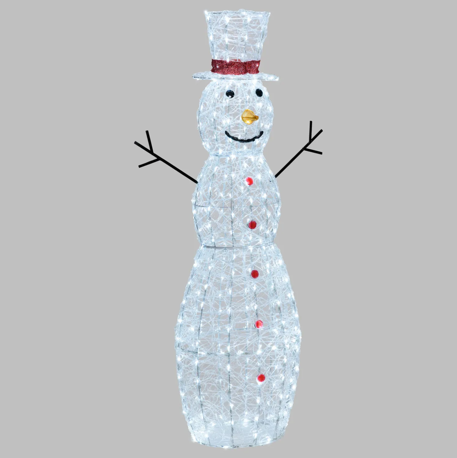 Pupazzo di neve in acrilico, h. 150 cm, led bianco freddo