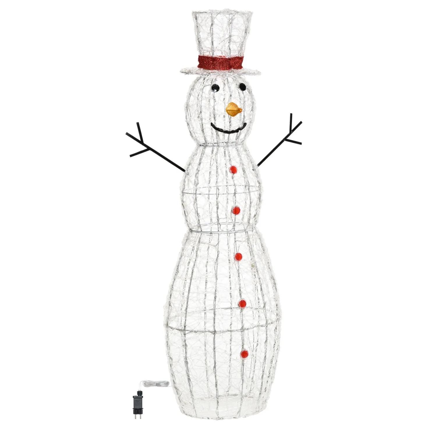 Pupazzo di neve in acrilico, h. 150 cm, led bianco freddo