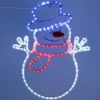 Pupazzo di Neve in tubo luminoso, h 65 cm, 150 led bianco freddo, rossi e blu