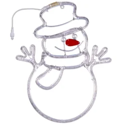 Pupazzo di Neve in tubo luminoso, h 65 cm, 150 led bianco freddo, rossi e blu