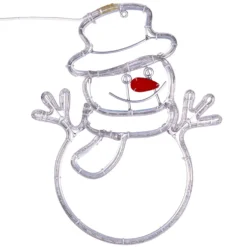 Pupazzo di Neve in tubo luminoso, h 65 cm, 150 led bianco freddo, rossi e blu