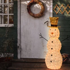 Pupazzo di Neve Light Cream & Brown 120 cm, led bianco extra caldo