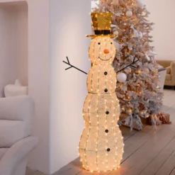 Pupazzo di Neve Light Cream & Brown 150 cm, led bianco extra caldo