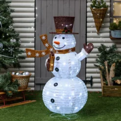 Pupazzo di Neve ripiegabile h 125 cm, led bianco freddo