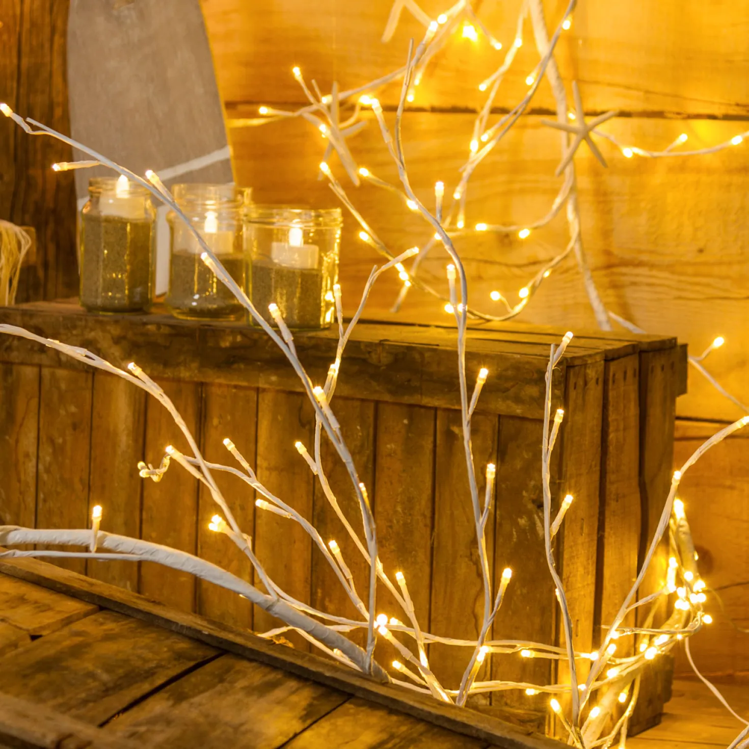 Ramo bianco 3 m, led bianco caldo